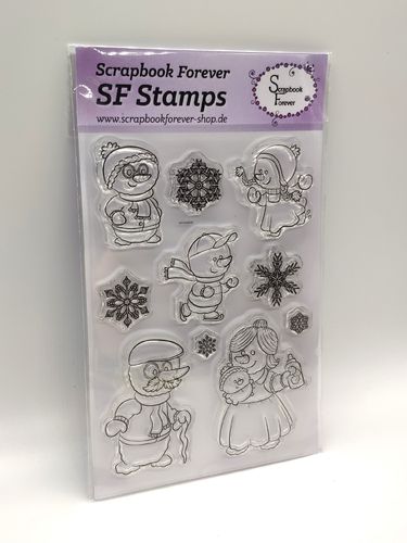 RESTPOSTEN SF Stamps Schneefamilie Mama mit Baby